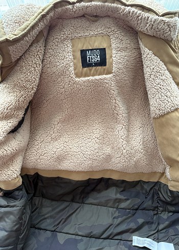 Bej kahve içi yünlü erkek parka - Görsel 4