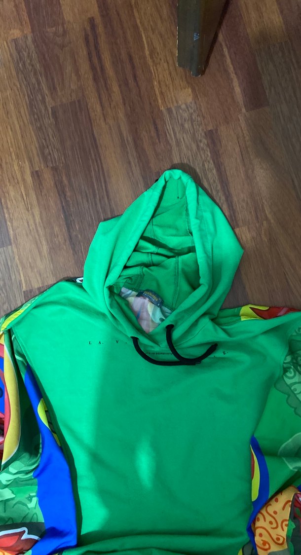 Renkli Baskılı Kapüşonlu Yeşil Sweatshirt - Görsel 4