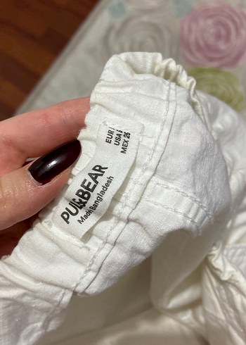 pull and bear beyaz kargo pantolon - Görsel 6