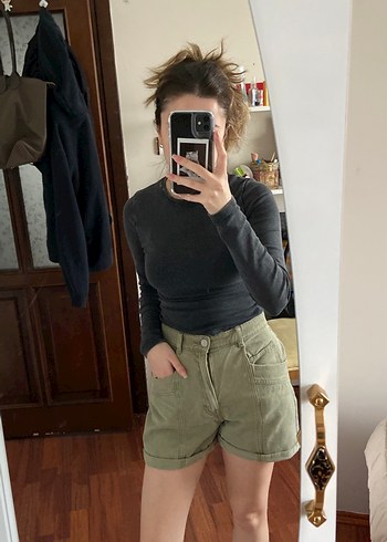 haki pull and bear şort - Görsel 3