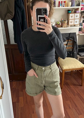 haki pull and bear şort - Görsel 4