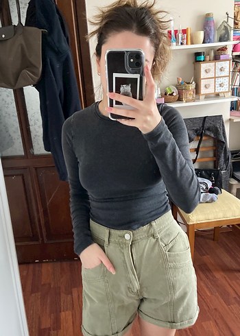 haki pull and bear şort - Görsel 2