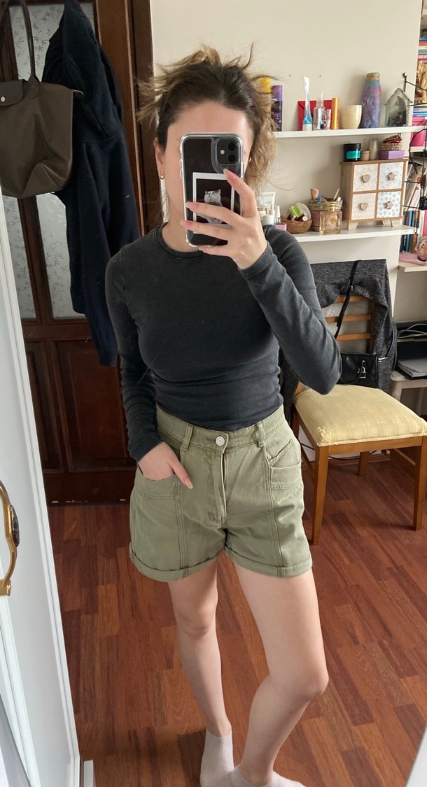 haki pull and bear şort - Görsel 4