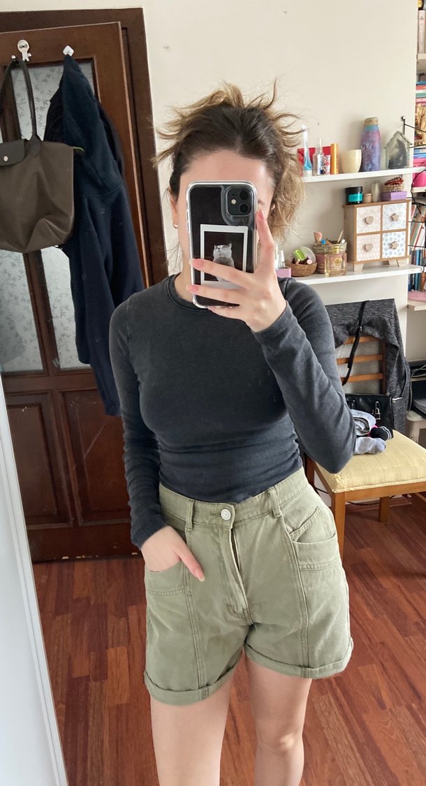 haki pull and bear şort - Görsel 2