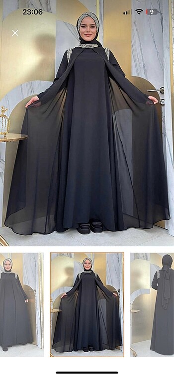 48 Beden siyah Renk Siyah sifon taşlı elbise abaya