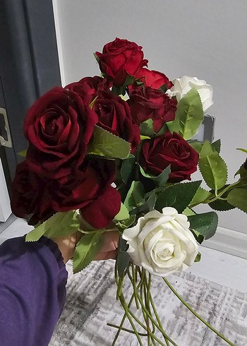 Bordo yapay gül demeti - Görsel 2