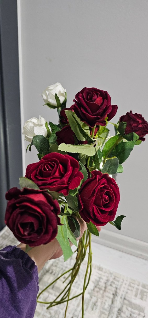 Bordo yapay gül demeti - Görsel 3