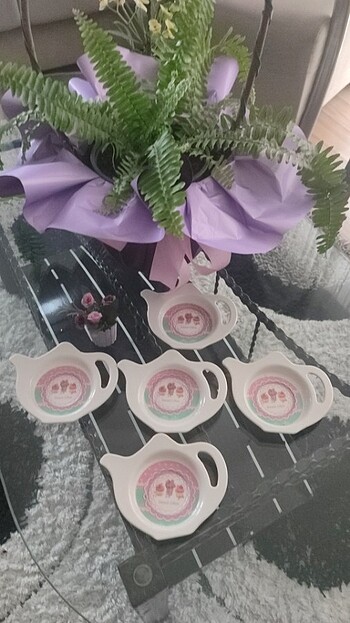 Capkek desenli çaydanlık modelli çay tabaği - Görsel 5