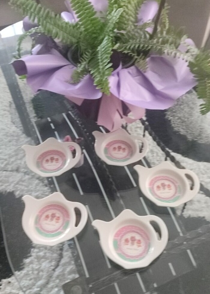 Capkek desenli çaydanlık modelli çay tabaği - Görsel 3