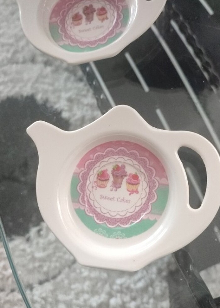 Capkek desenli çaydanlık modelli çay tabaği - Görsel 4