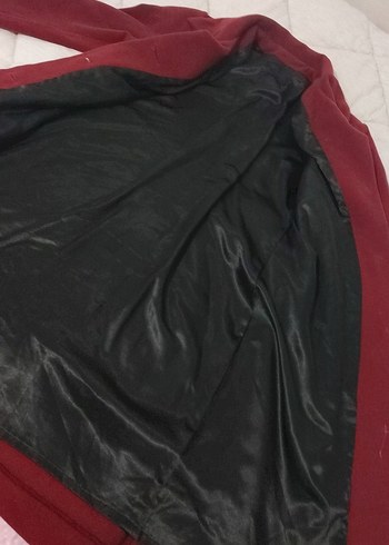 Bordo Düğmeli kaşe Kadın Uzun Kaban manto - Görsel 3