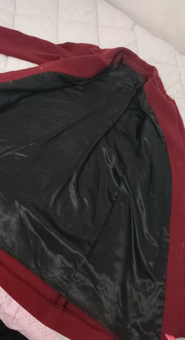 Bordo Düğmeli kaşe Kadın Uzun Kaban manto - Görsel 3