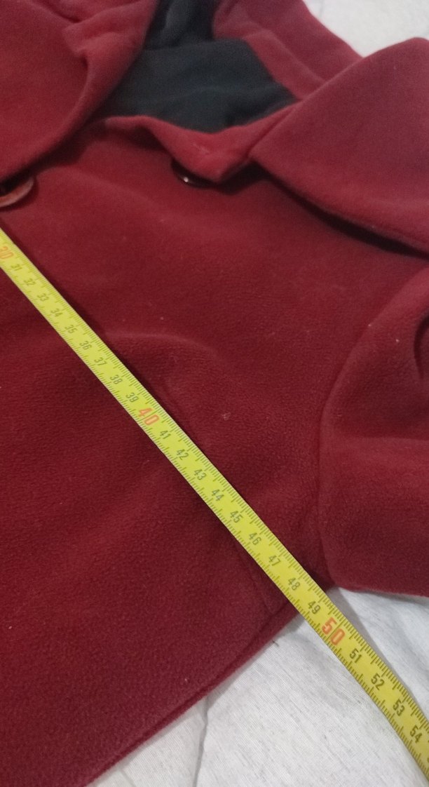 Bordo Düğmeli kaşe Kadın Uzun Kaban manto - Görsel 5