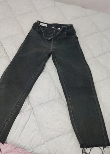Gri Midi Boy Dar Kesim Kadın Denim Pantolon temiz yeni