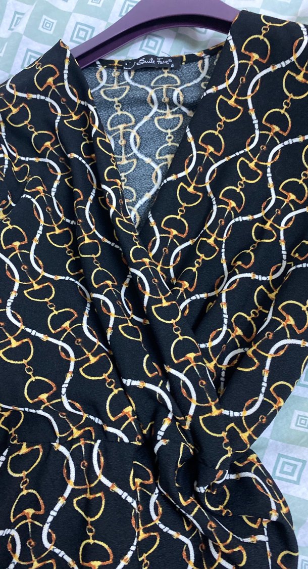 Zincir Detaylı Siyah Midi Elbise - Görsel 5