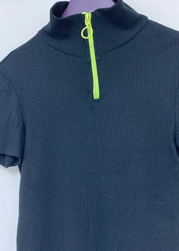 Kız Çocuk Siyah Fermuarlı Polo Tişört - Görsel 3