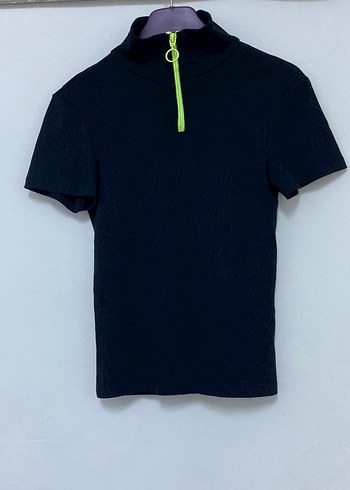 Kız Çocuk Siyah Fermuarlı Polo Tişört - Görsel 2