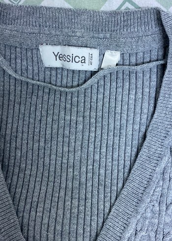 Gri V Yaka Kadın Triko Kazak esnek - Görsel 4