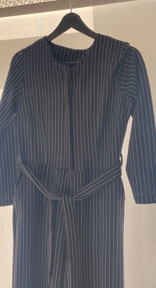 Çizgili Siyah  Tulum - Görsel 2