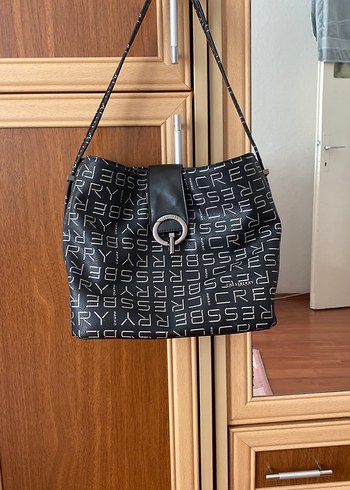 Siyah Deri Baskılı Kadın Çanta - Görsel 5