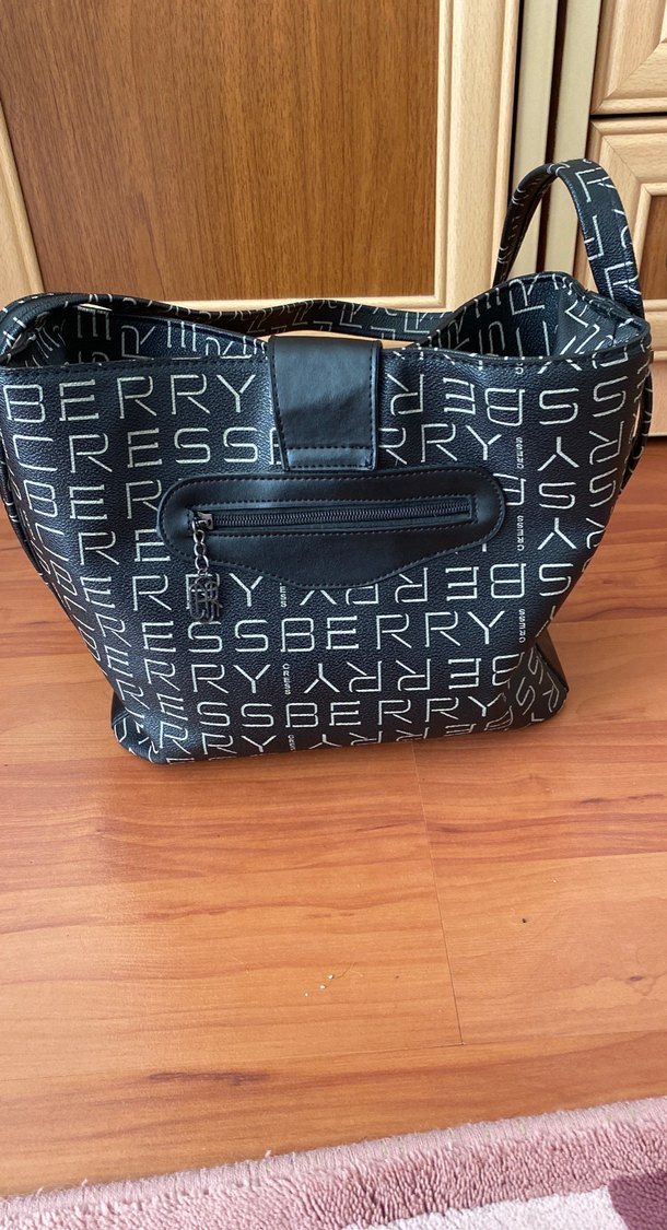 Siyah Deri Baskılı Kadın Çanta - Görsel 4