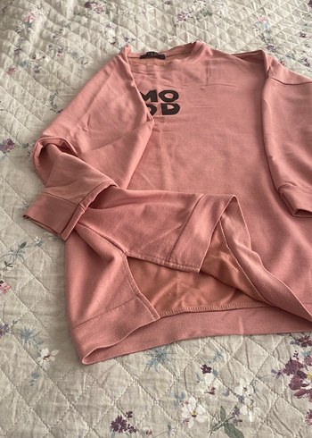 Pembe Baskılı Pamuklu Uzun Kollu Sweatshirt - Görsel 3