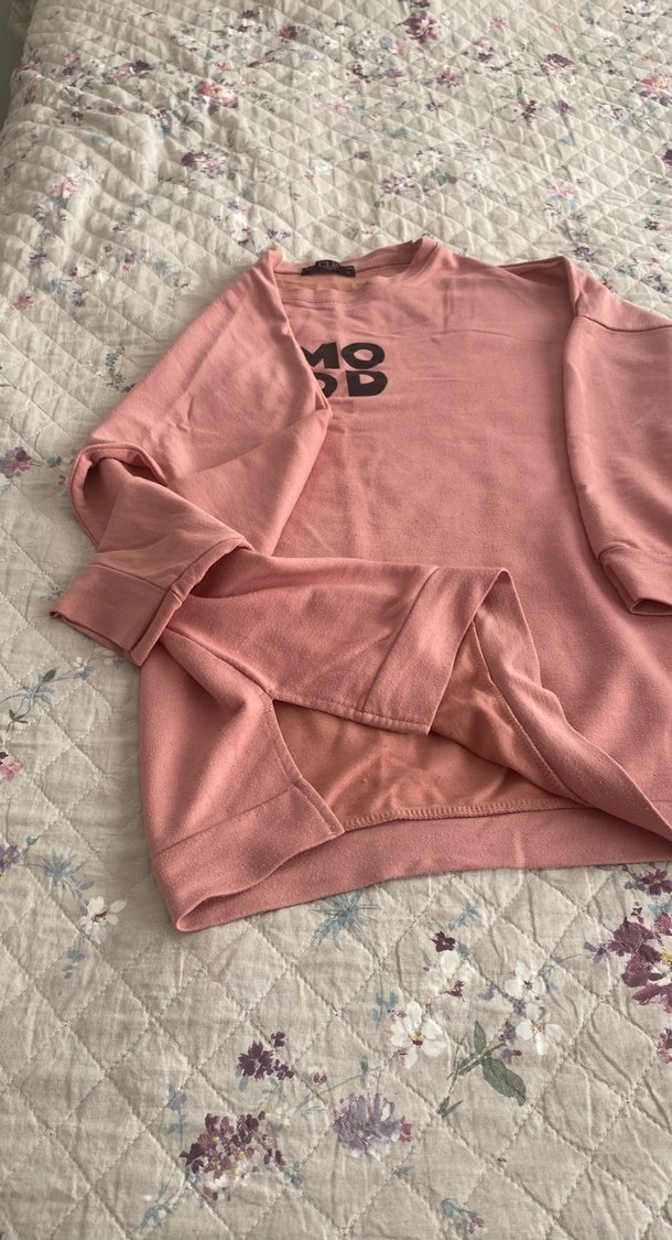 Pembe Baskılı Pamuklu Uzun Kollu Sweatshirt - Görsel 3