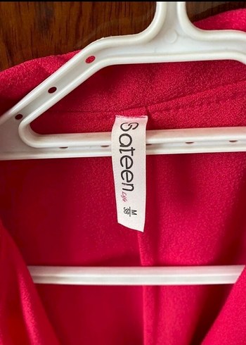 Pembe Kolsuz Midi Yelek kendinden kemerli - Görsel 5