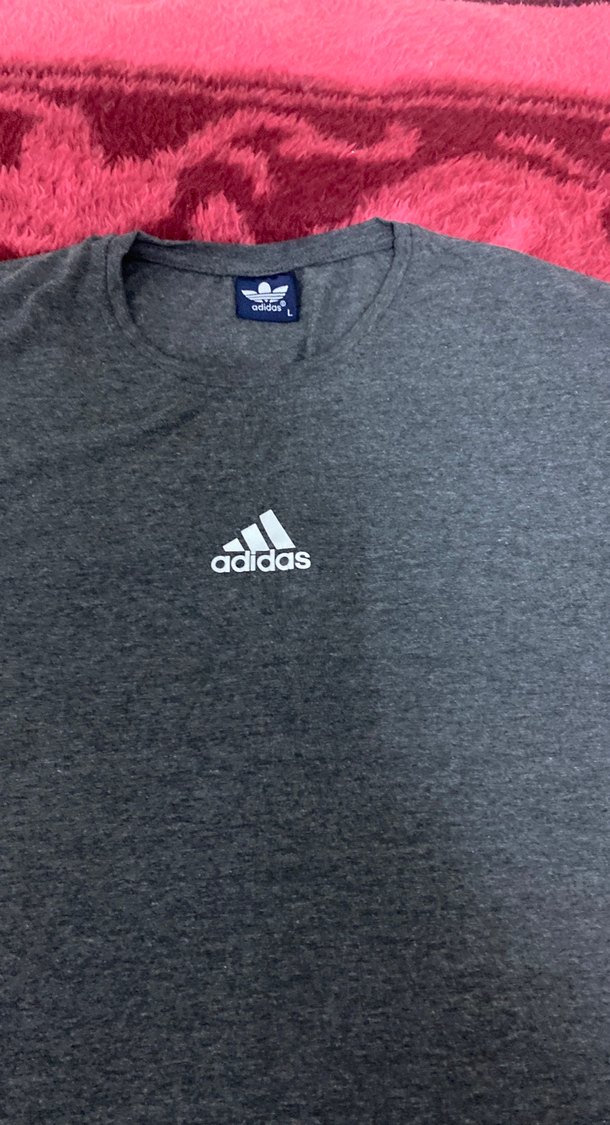 Gri Adidas Erkek Tişört, Kısa Kollu, Rahat Kesim L beden - Görsel 2