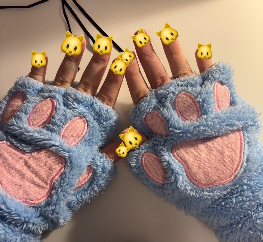 Pastel Mavi Kedi Pençe Eldivenleri - Görsel 4