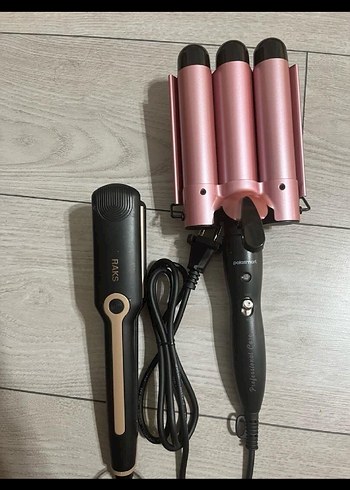 Pembe Üçlü Saç Maşası ve Düzleştirici Seti