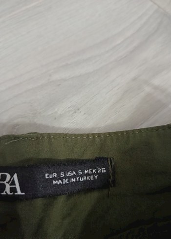 Kadın Haki Bol Kesim Keten Pantolon - Görsel 5