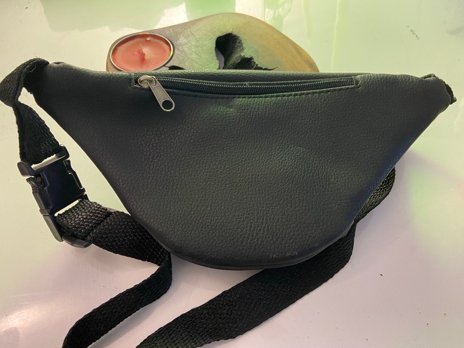 Siyah Deri Biker Bel Çantası - Görsel 2