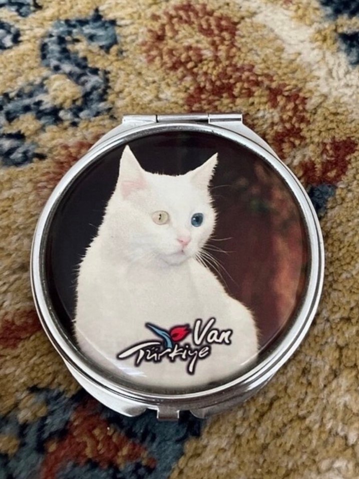 Van Kedisi Desenli Yuvarlak Makyaj Aynası - Görsel 2