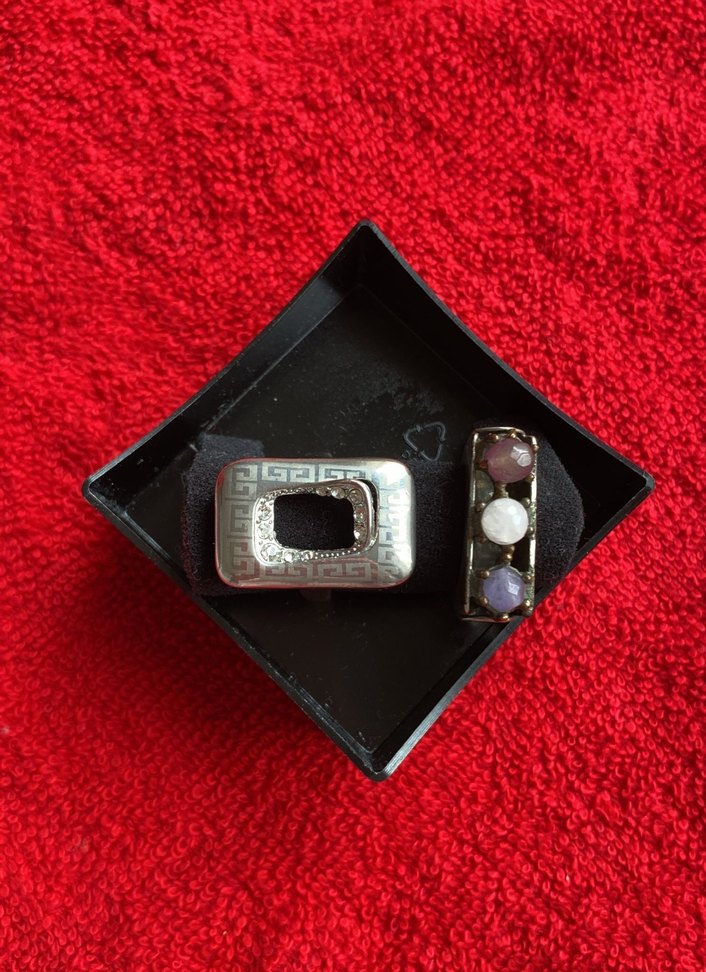 Mor Taşlı Tokalı çelik yüzük - Görsel 2