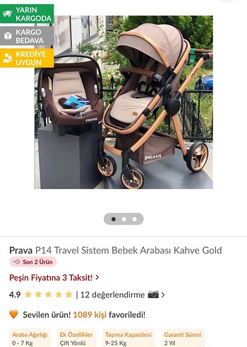 Prava P14 Kahverengi Travel Sistem Bebek Arabası