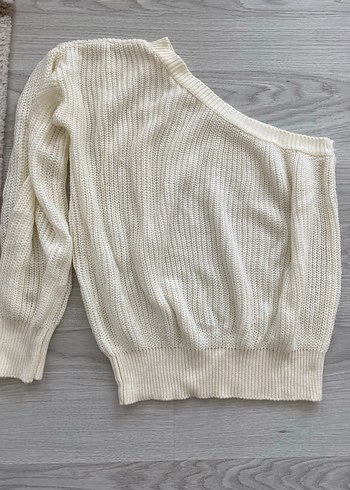 Kadın Beyaz Örgü Boğazlı Salaş Kazak - Görsel 2