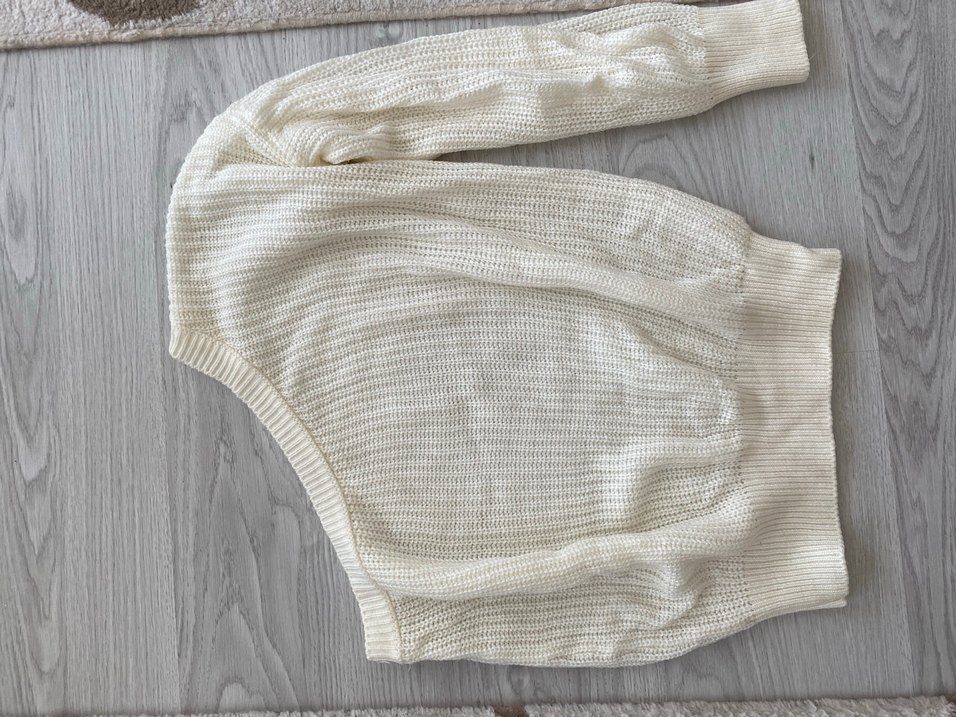 Kadın Beyaz Örgü Boğazlı Salaş Kazak - Görsel 4