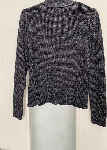 Gri Kadın Boğazlı Triko Kazak - Görsel 4