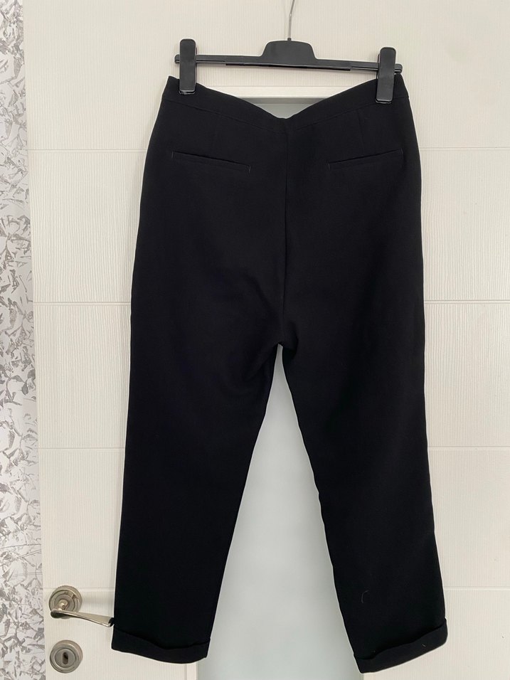 Siyah Kadın Kumaş Pantolon Midi Boy - Görsel 5