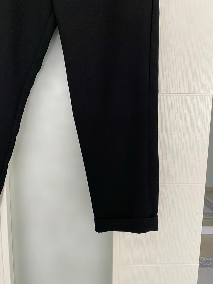 Siyah Kadın Kumaş Pantolon Midi Boy - Görsel 4