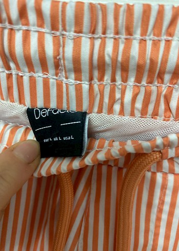 Turuncu Çizgili Erkek Mini Şort - Görsel 2