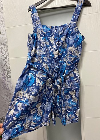 Lacivert Bağlama Desenli Mini tulum - Görsel 3