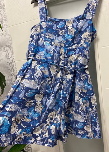 Lacivert Bağlama Desenli Mini tulum - Görsel 6