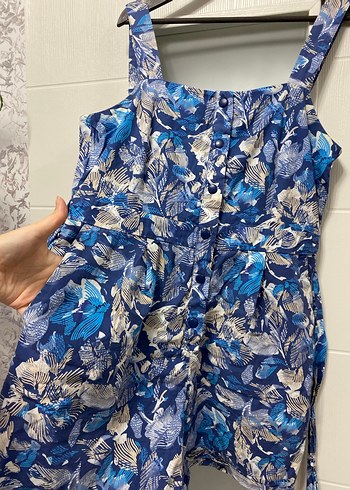 Lacivert Bağlama Desenli Mini tulum - Görsel 2