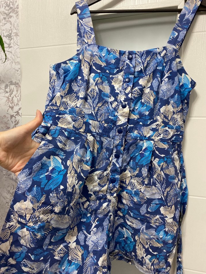 Lacivert Bağlama Desenli Mini tulum - Görsel 2