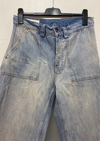 Zara Kadın Mavi Bol Kesim Midi Kot Pantolon - Görsel 4