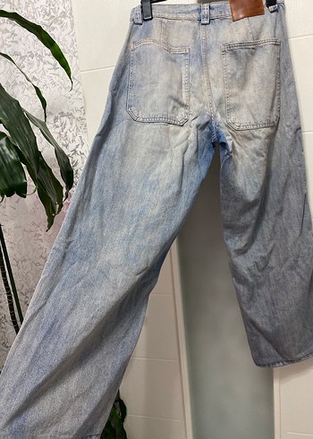 Zara Kadın Mavi Bol Kesim Midi Kot Pantolon - Görsel 3