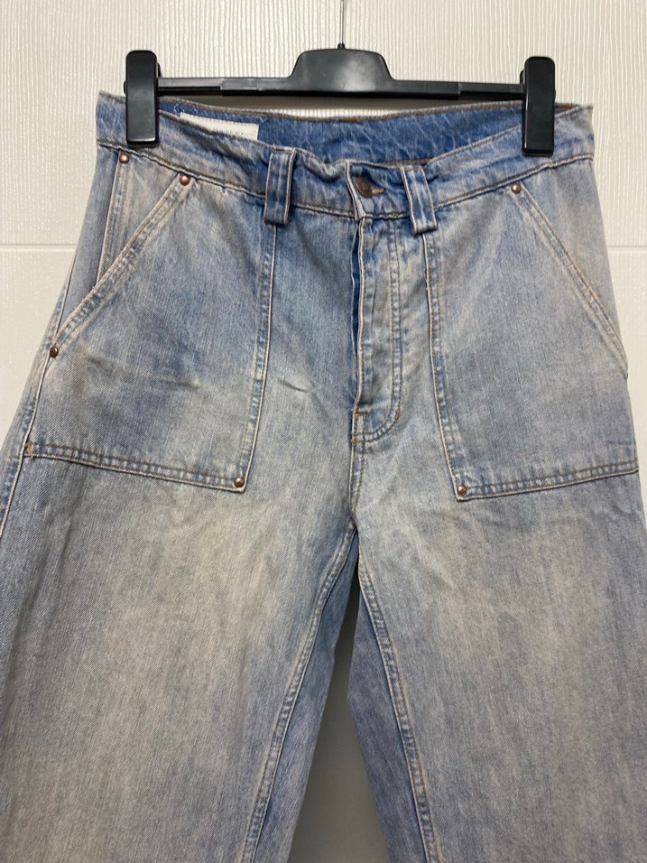 Zara Kadın Mavi Bol Kesim Midi Kot Pantolon - Görsel 4