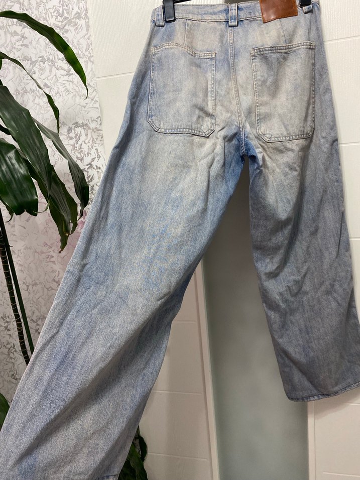 Zara Kadın Mavi Bol Kesim Midi Kot Pantolon - Görsel 3